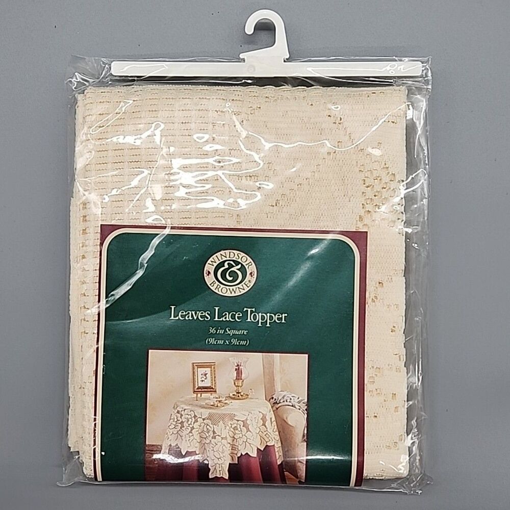 Vtg Leaves "Lace" Table Topper 1995 NOS NIP Off White Square Polyester